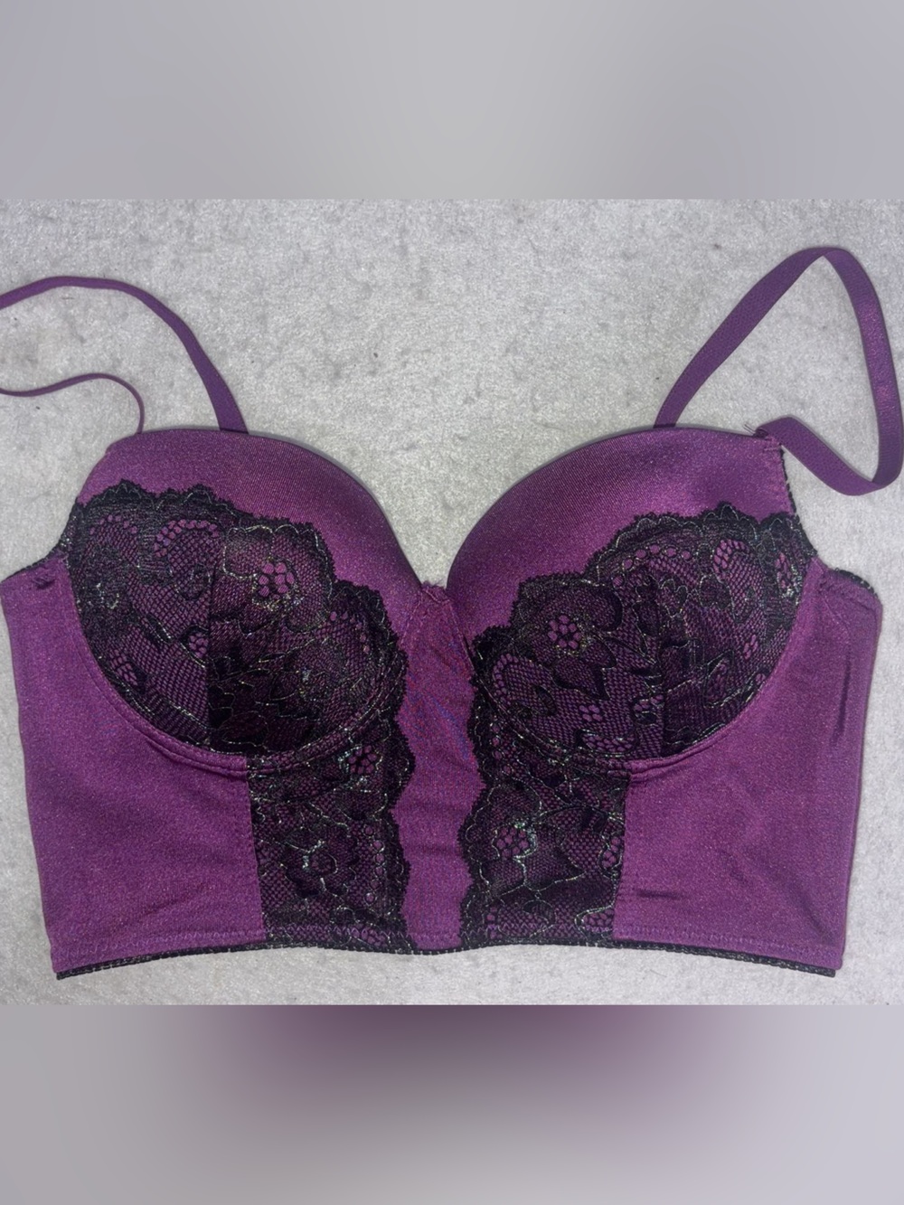 Longline Lace Push-Up Bra in Deep Purple